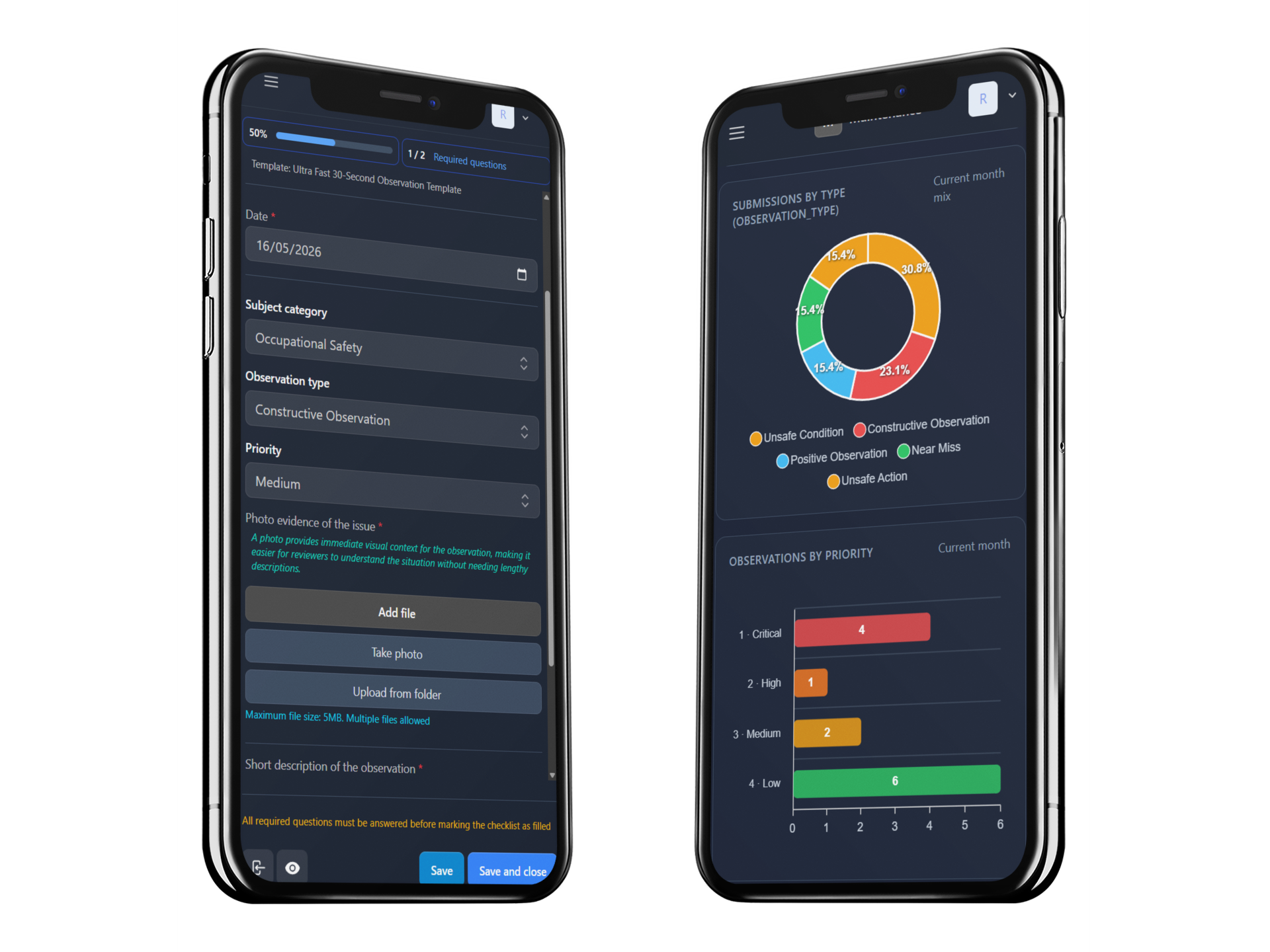 Screenshot of the checklist and improvement management platform